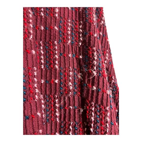Maeve Anthropologie Burgundy Tweed Skirt A-Line Nubby XS Retro Textured Wine - Picture 2 of 11